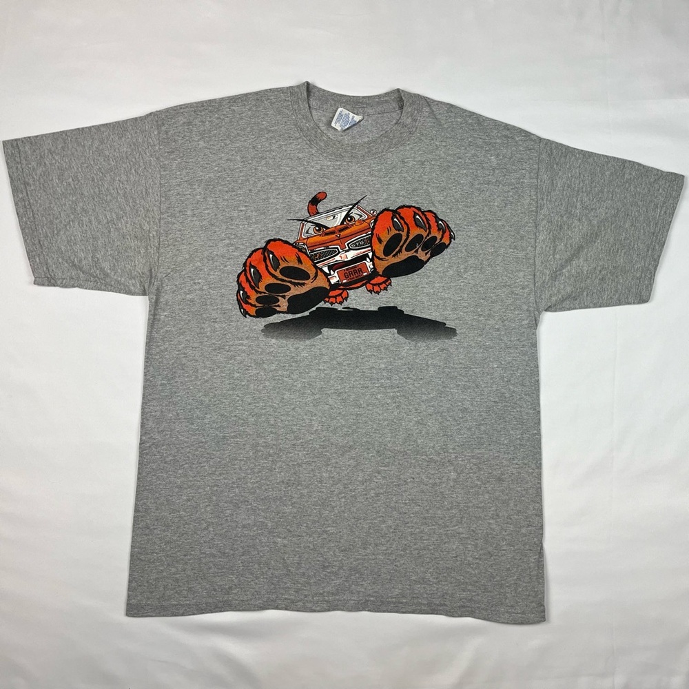 Vtg Pontiac GTO Cheetah Mens T-Shirt XL Y2K Double Sided Grey Hot Rod B7